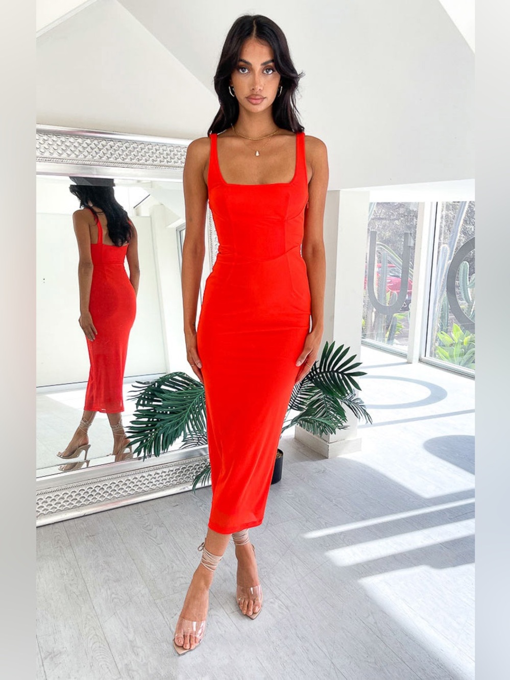 Amber Red Corset Formal Maxi Dress